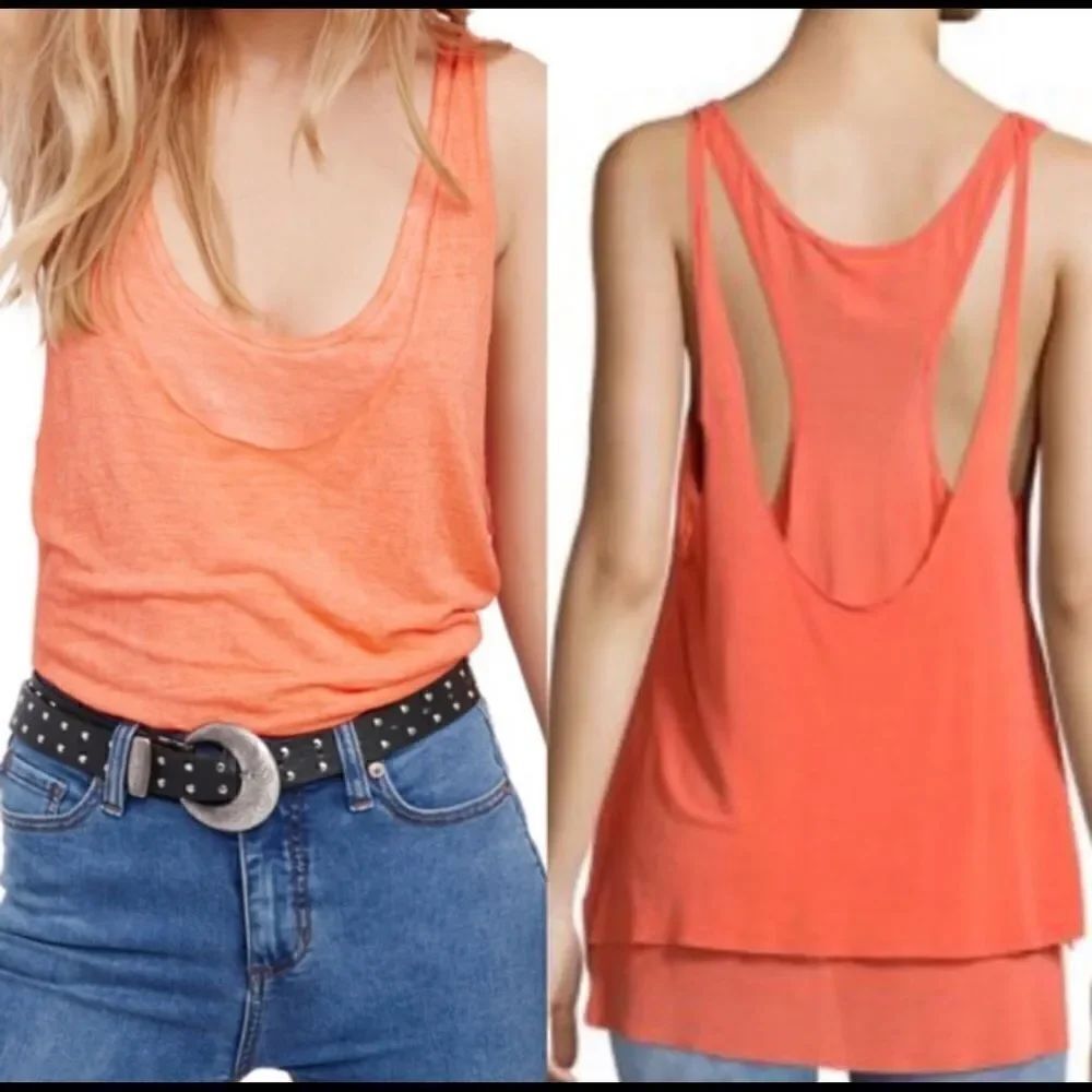 Free People Pink Layered Tank Top Size Small - Picture 3 of 5
